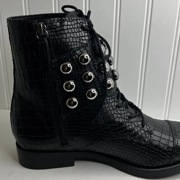 Schutz Womens Marieta Leather Embellished Ankle Boots Size 8.5